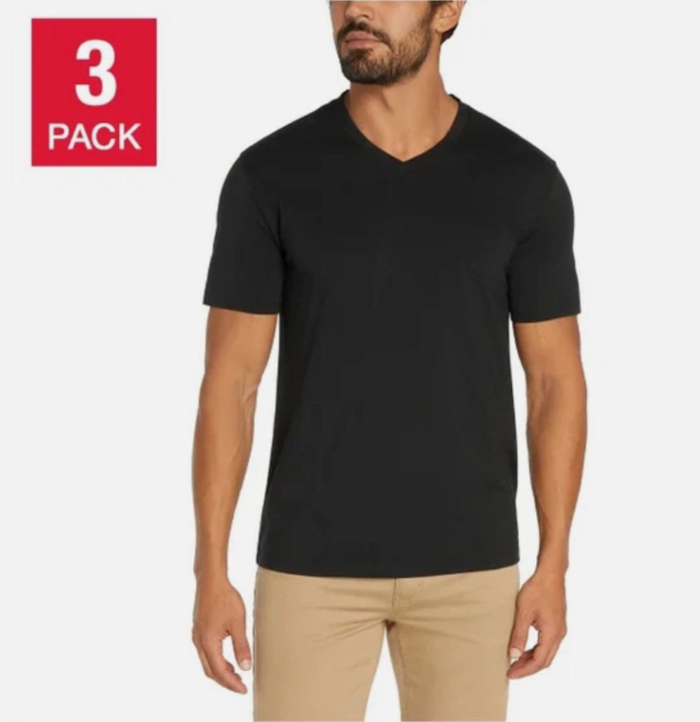 Banana Republic Men's V-Neck Tee, 3-pack, Cotton, Black, Size M